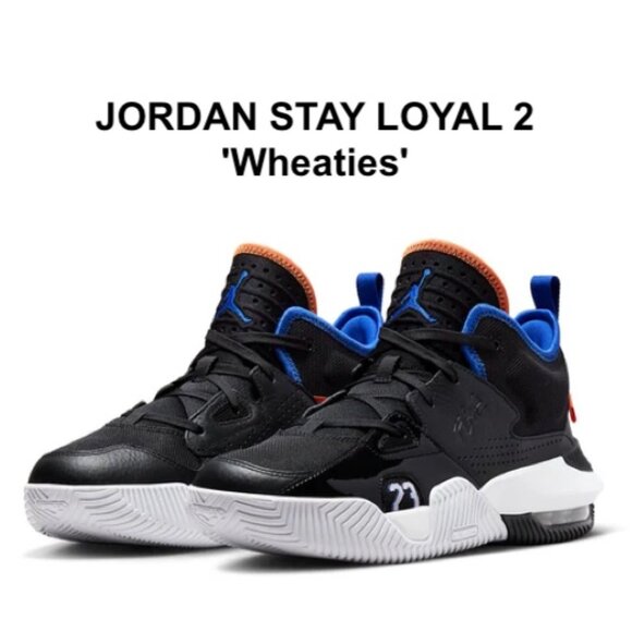 Jordan Stay Loyal 2 Wheaties Black Hyper Royal Mens Mid-Top Sneakers